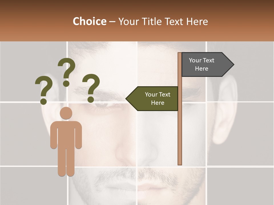 A Man's Face Is Shown In Multiple Squares PowerPoint Template