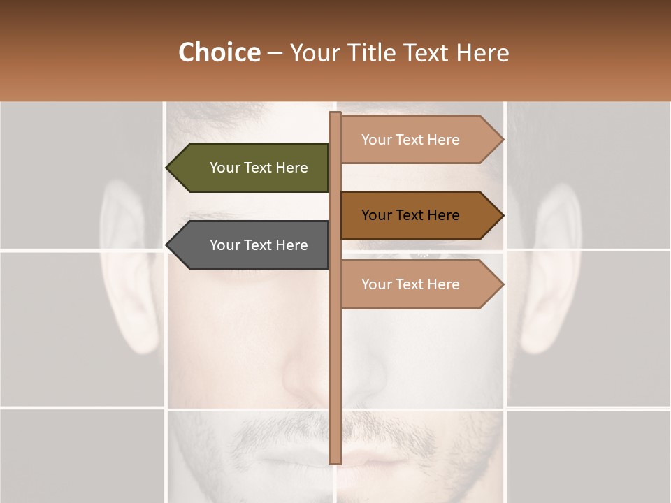 A Man's Face Is Shown In Multiple Squares PowerPoint Template