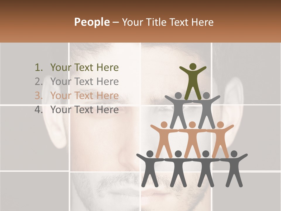 A Man's Face Is Shown In Multiple Squares PowerPoint Template