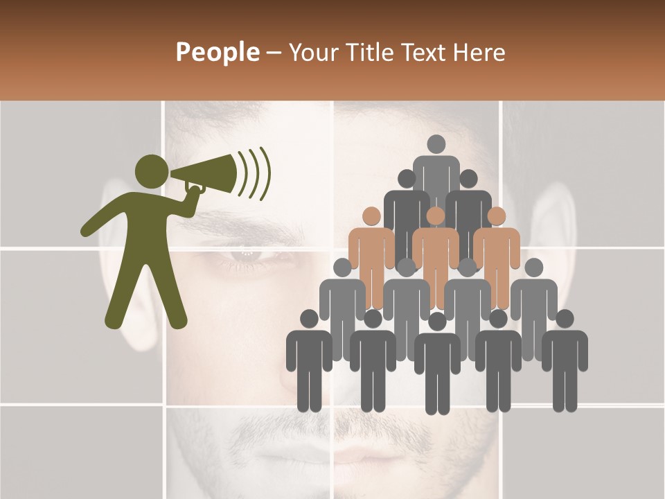 A Man's Face Is Shown In Multiple Squares PowerPoint Template
