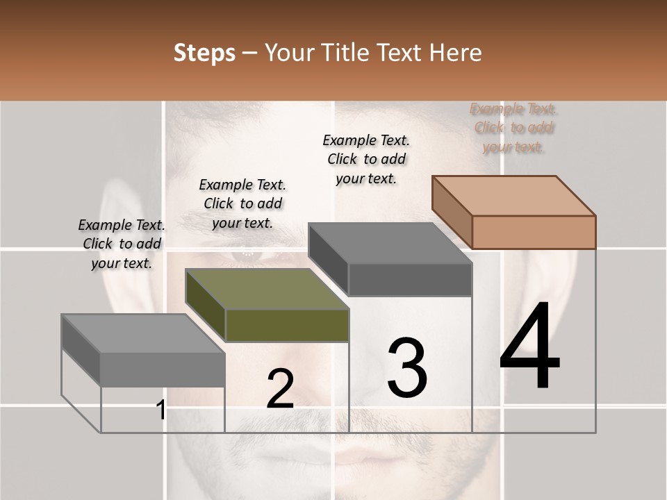 A Man's Face Is Shown In Multiple Squares PowerPoint Template