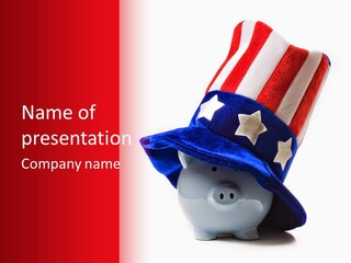 A Piggy Bank With A Patriotic Hat On Top Of It PowerPoint Template