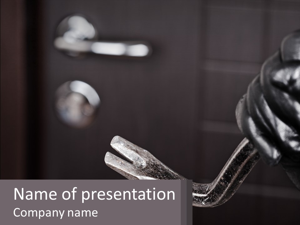 A Black And White Photo Of A Hand Holding A Door Handle PowerPoint Template
