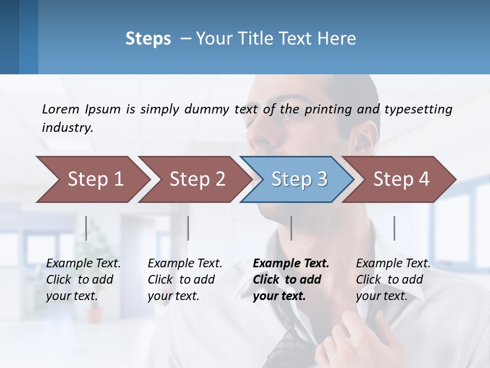 A Man In A White Shirt Is Holding A Blue Sign PowerPoint Template