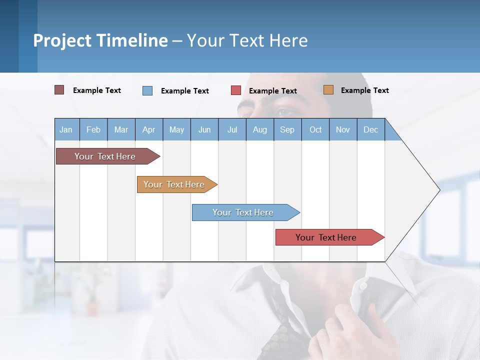A Man In A White Shirt Is Holding A Blue Sign PowerPoint Template