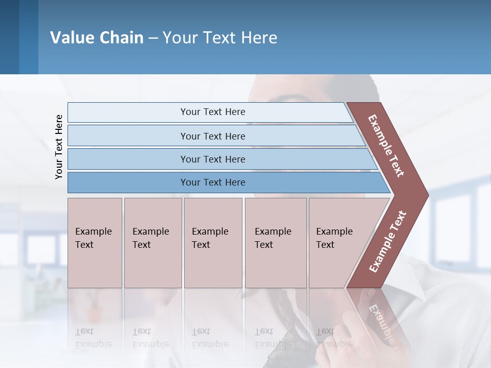A Man In A White Shirt Is Holding A Blue Sign PowerPoint Template