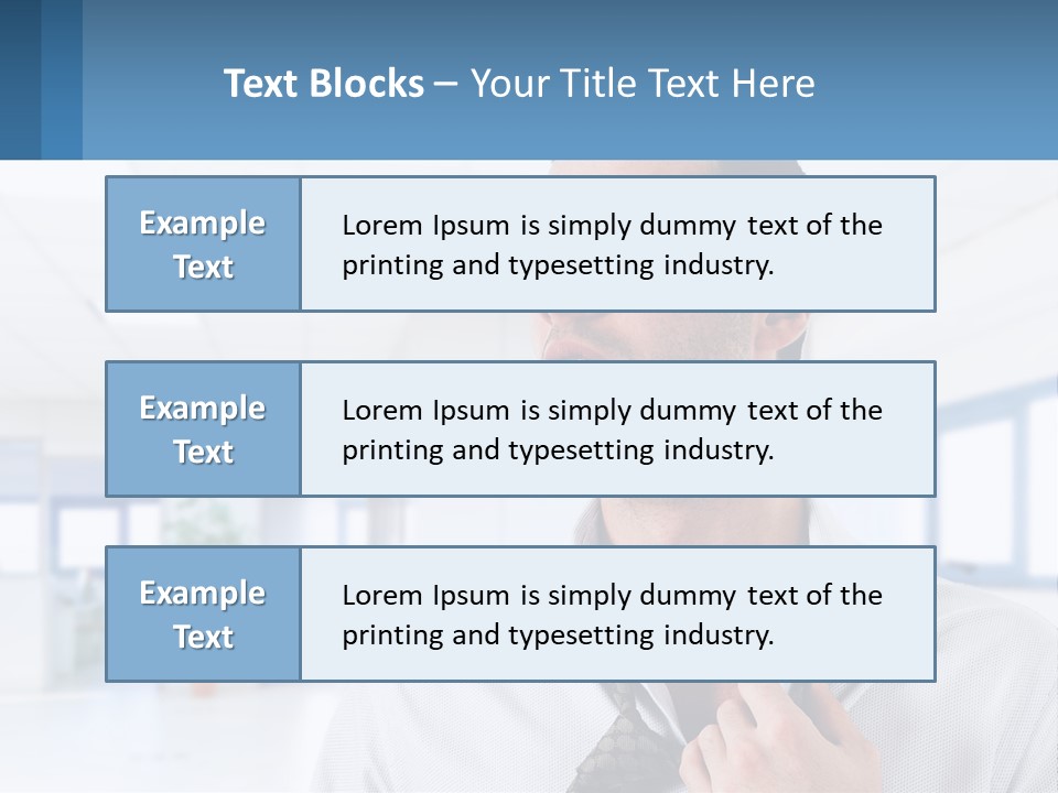 A Man In A White Shirt Is Holding A Blue Sign PowerPoint Template