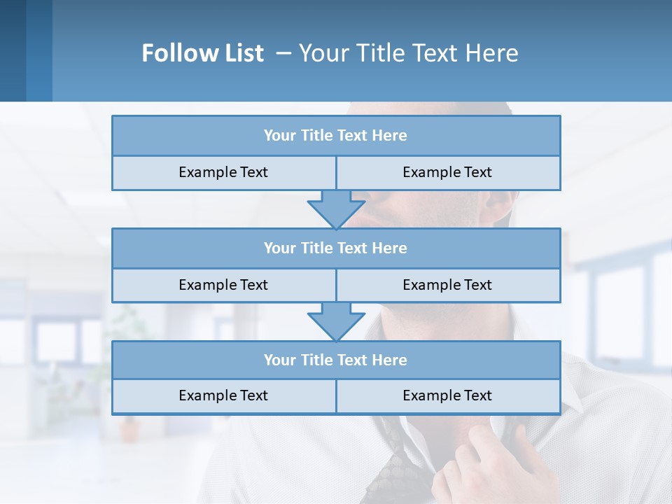 A Man In A White Shirt Is Holding A Blue Sign PowerPoint Template