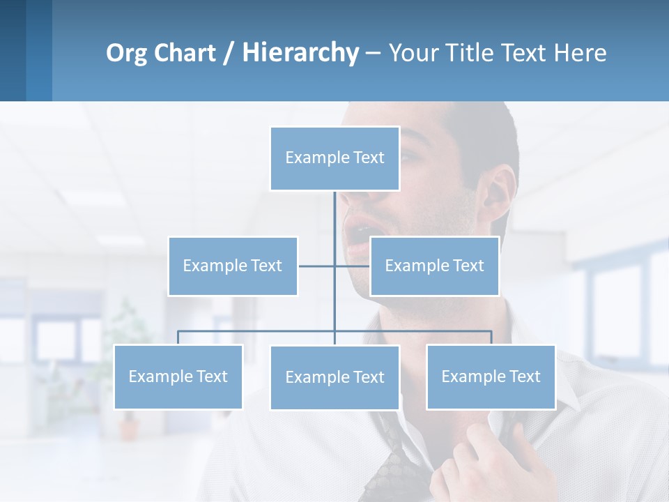 A Man In A White Shirt Is Holding A Blue Sign PowerPoint Template