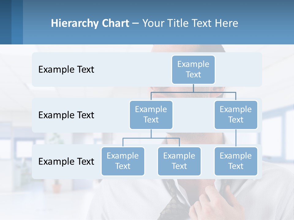 A Man In A White Shirt Is Holding A Blue Sign PowerPoint Template