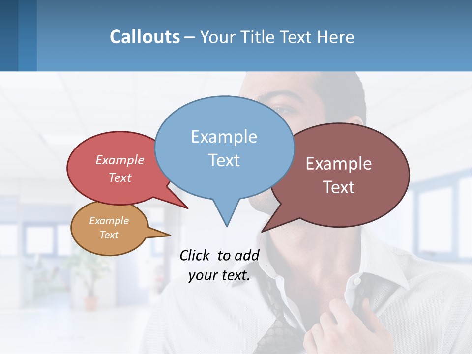 A Man In A White Shirt Is Holding A Blue Sign PowerPoint Template