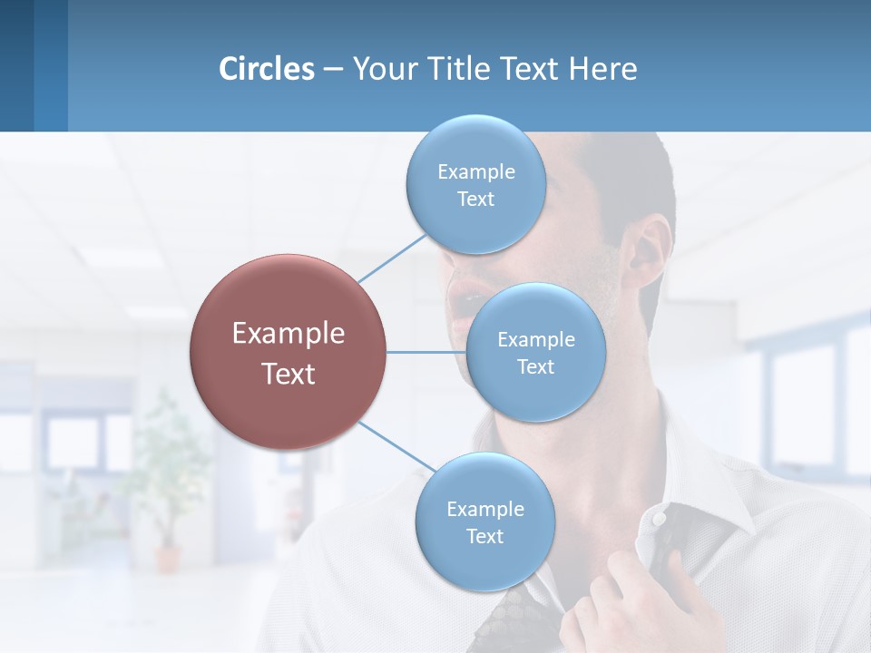 A Man In A White Shirt Is Holding A Blue Sign PowerPoint Template