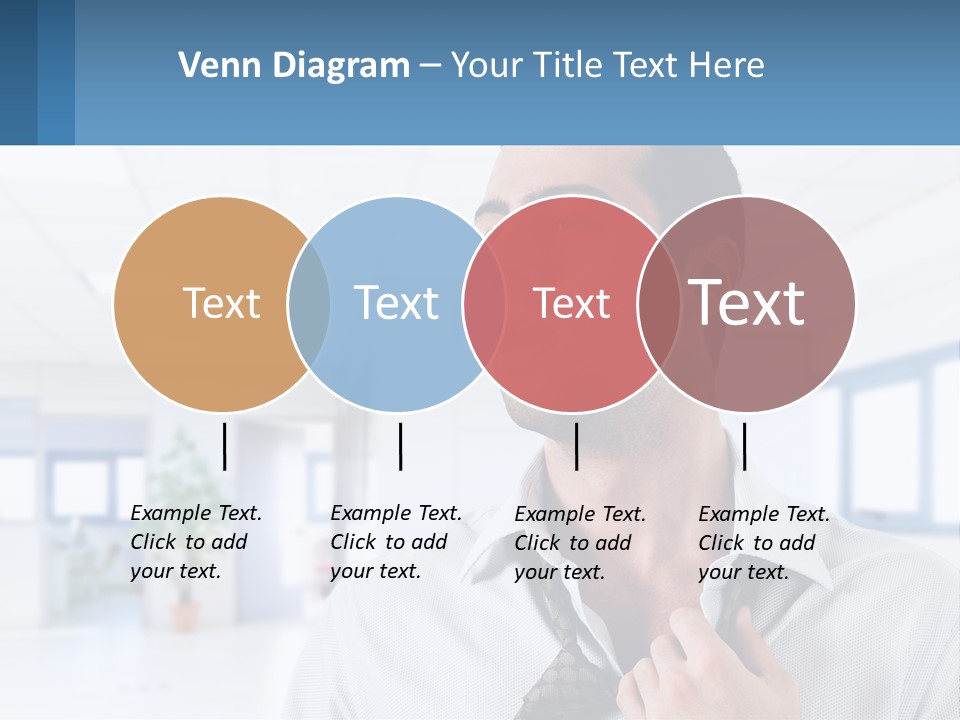A Man In A White Shirt Is Holding A Blue Sign PowerPoint Template