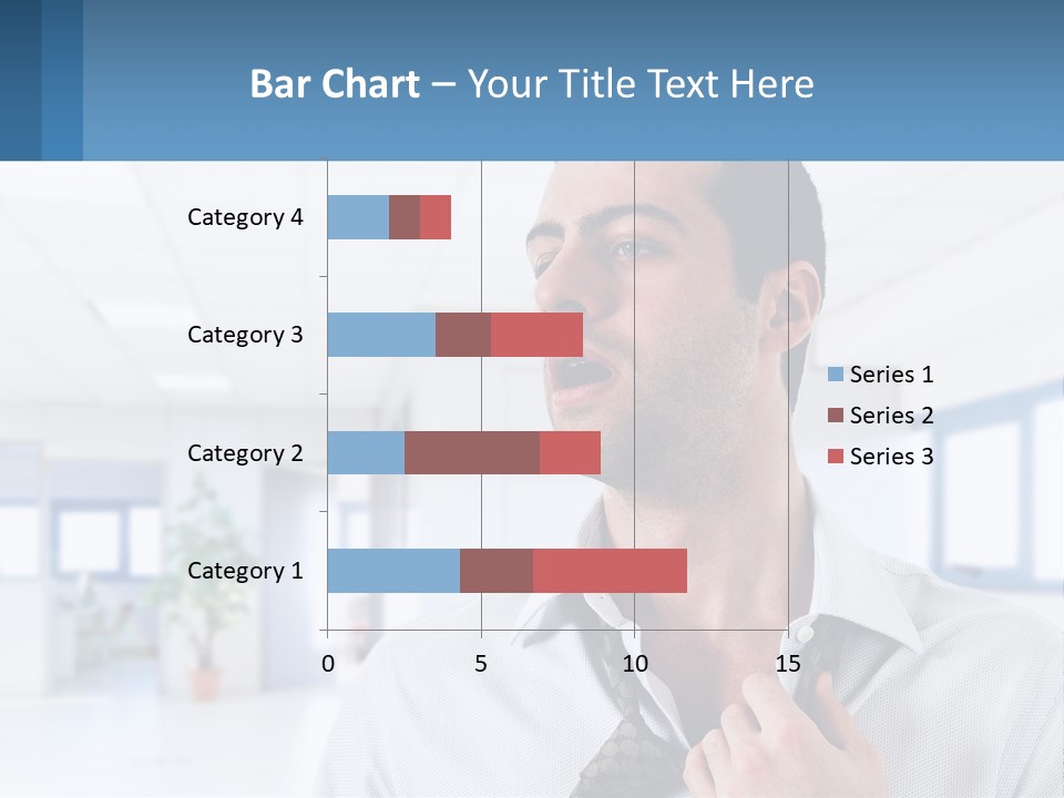 A Man In A White Shirt Is Holding A Blue Sign PowerPoint Template