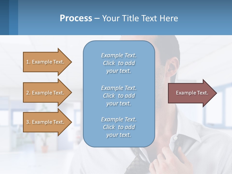 A Man In A White Shirt Is Holding A Blue Sign PowerPoint Template