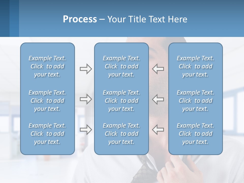 A Man In A White Shirt Is Holding A Blue Sign PowerPoint Template