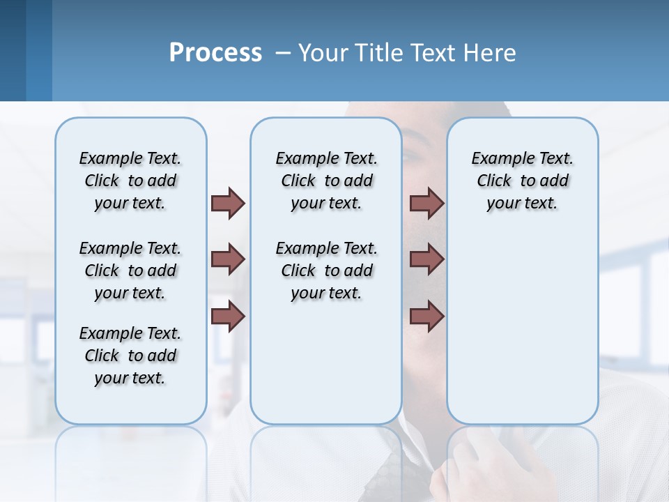 A Man In A White Shirt Is Holding A Blue Sign PowerPoint Template