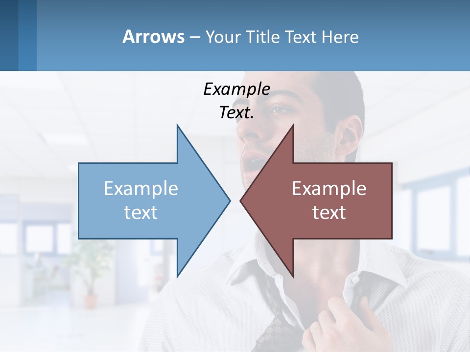 A Man In A White Shirt Is Holding A Blue Sign PowerPoint Template