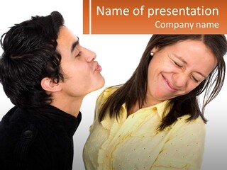 A Couple Of People That Are Looking At Each Other PowerPoint Template