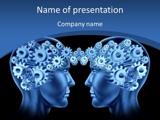 Two People With Gears In Their Heads Powerpoint Presentation PowerPoint Template