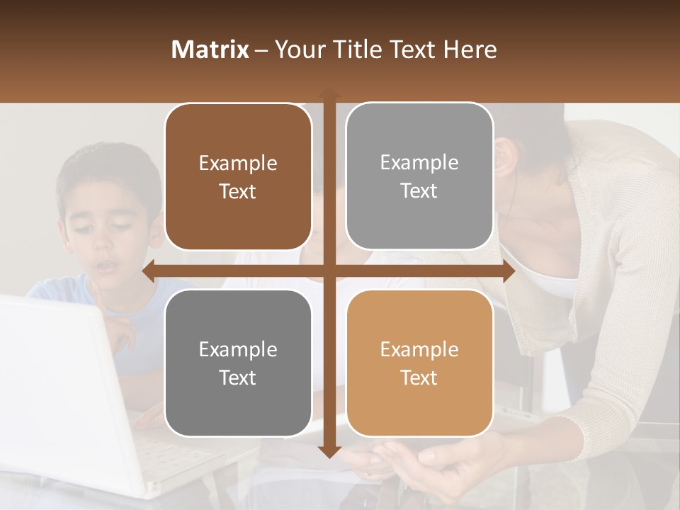A Woman And Two Children Looking At A Laptop PowerPoint Template