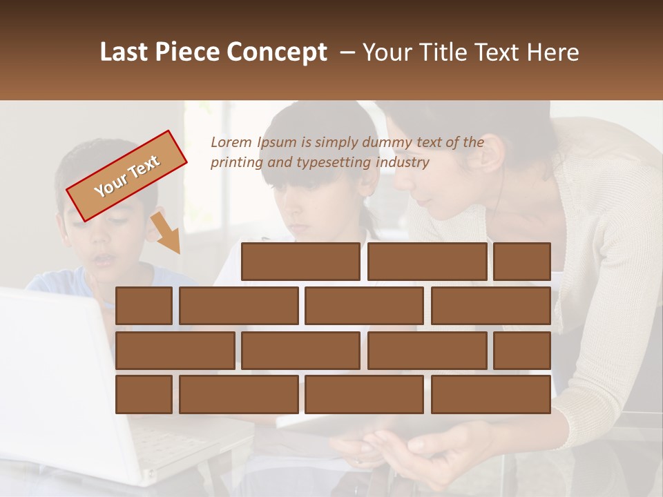 A Woman And Two Children Looking At A Laptop PowerPoint Template