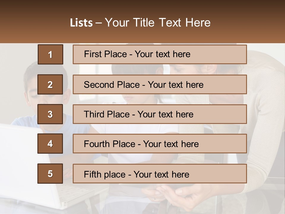 A Woman And Two Children Looking At A Laptop PowerPoint Template