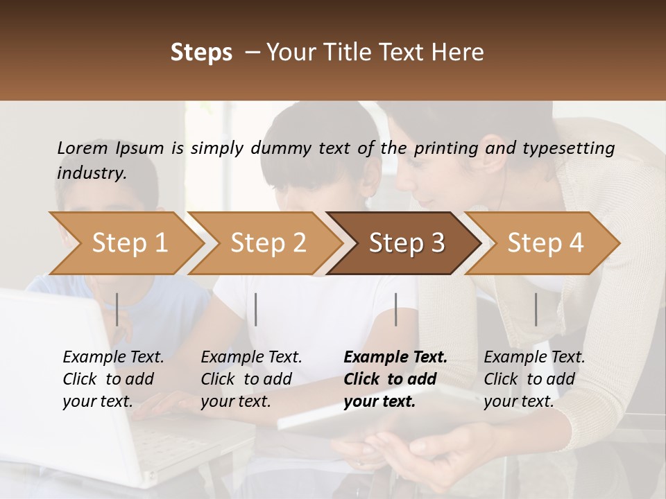 A Woman And Two Children Looking At A Laptop PowerPoint Template