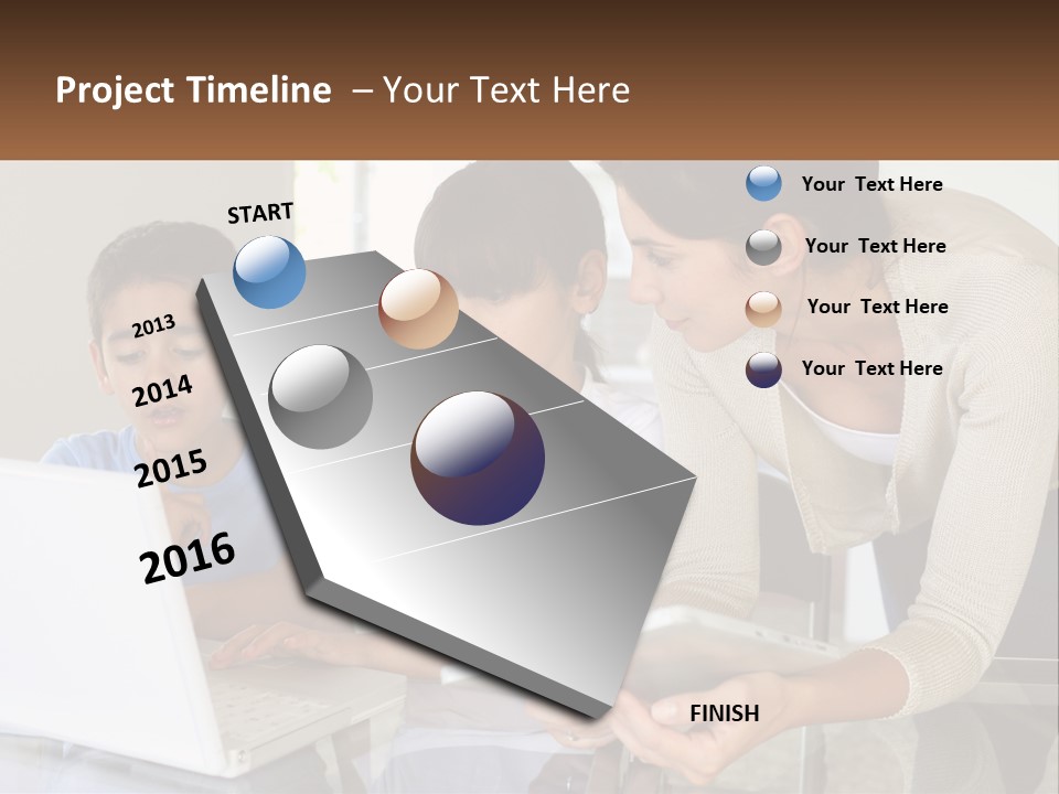 A Woman And Two Children Looking At A Laptop PowerPoint Template