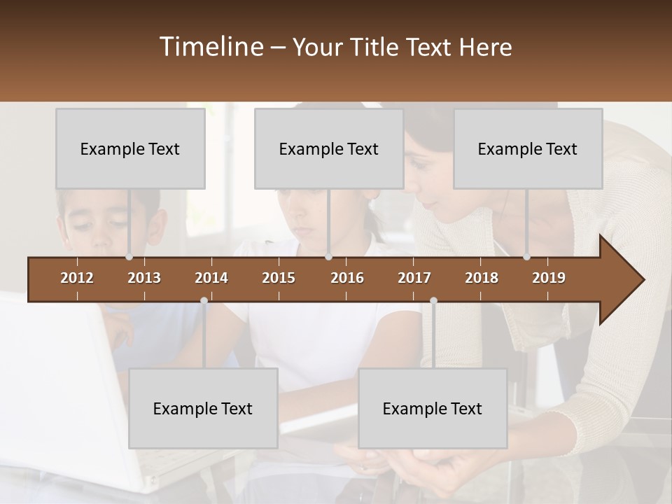 A Woman And Two Children Looking At A Laptop PowerPoint Template