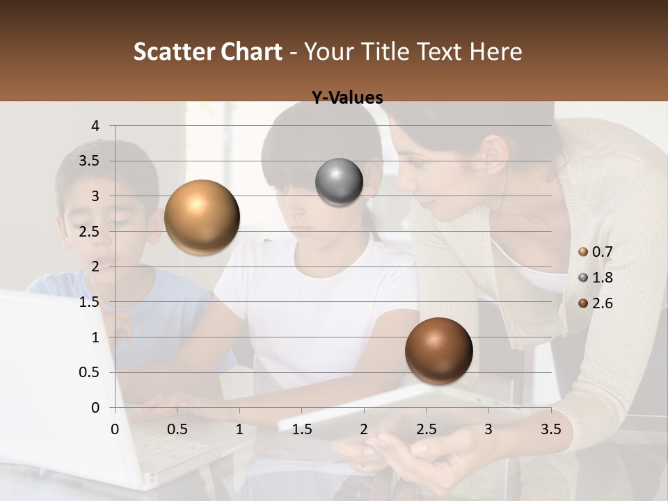 A Woman And Two Children Looking At A Laptop PowerPoint Template