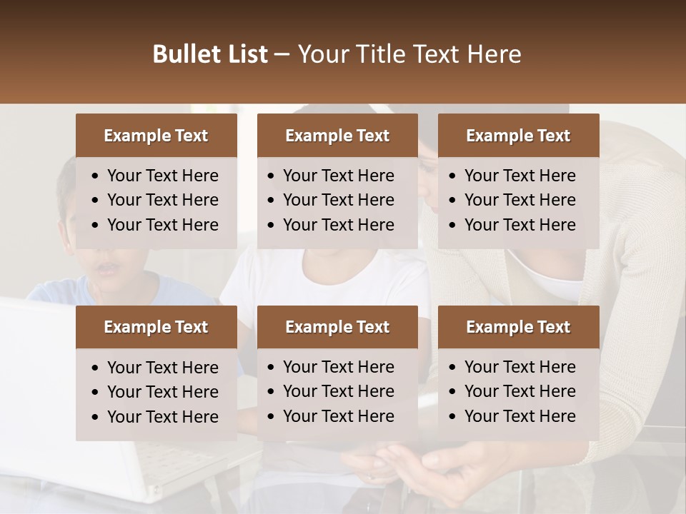 A Woman And Two Children Looking At A Laptop PowerPoint Template