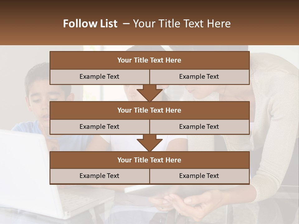 A Woman And Two Children Looking At A Laptop PowerPoint Template