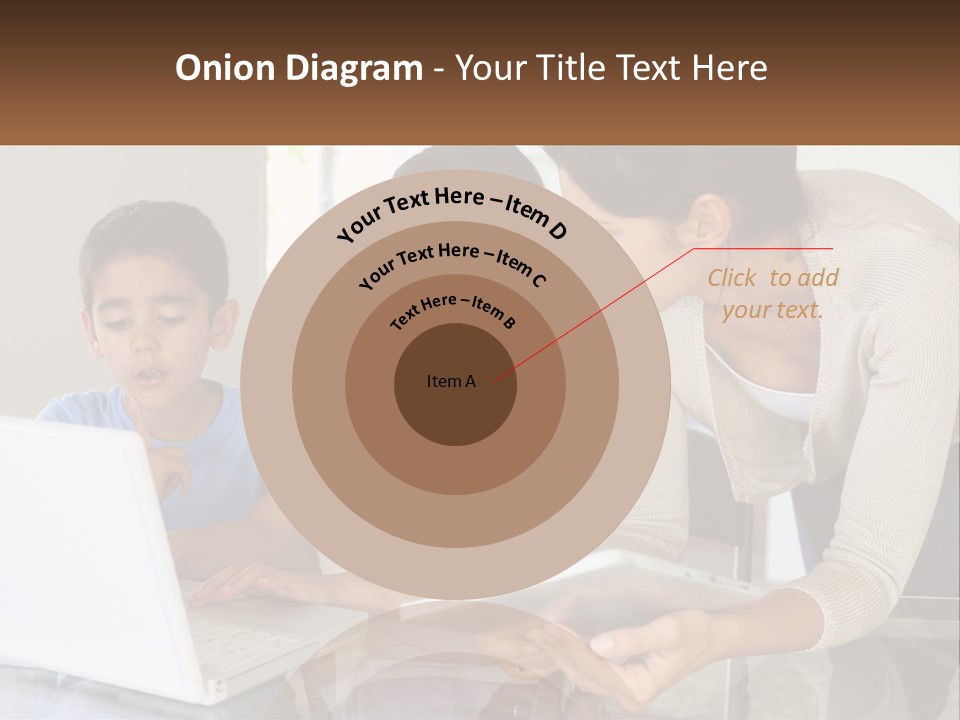 A Woman And Two Children Looking At A Laptop PowerPoint Template