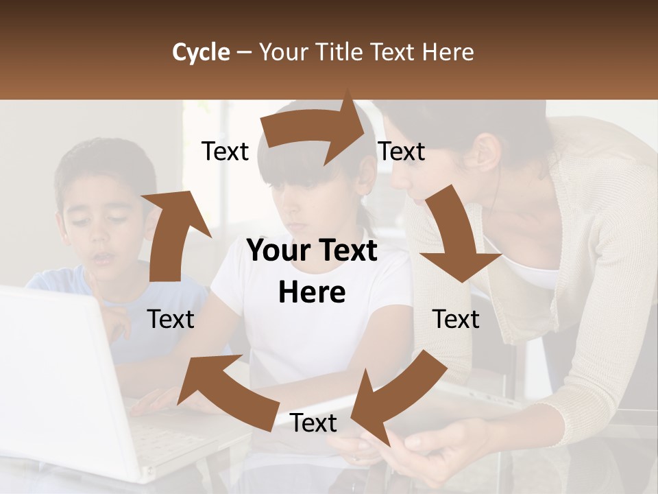 A Woman And Two Children Looking At A Laptop PowerPoint Template