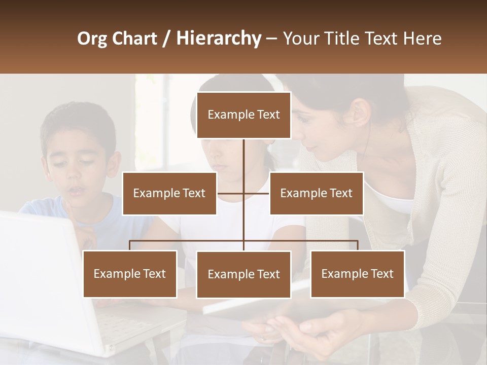 A Woman And Two Children Looking At A Laptop PowerPoint Template