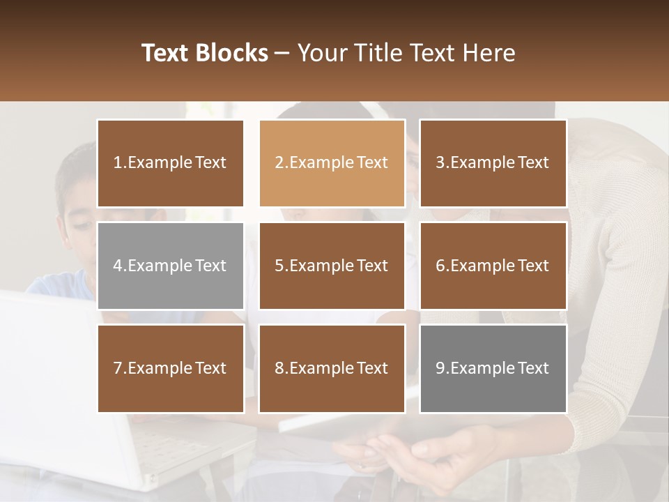 A Woman And Two Children Looking At A Laptop PowerPoint Template