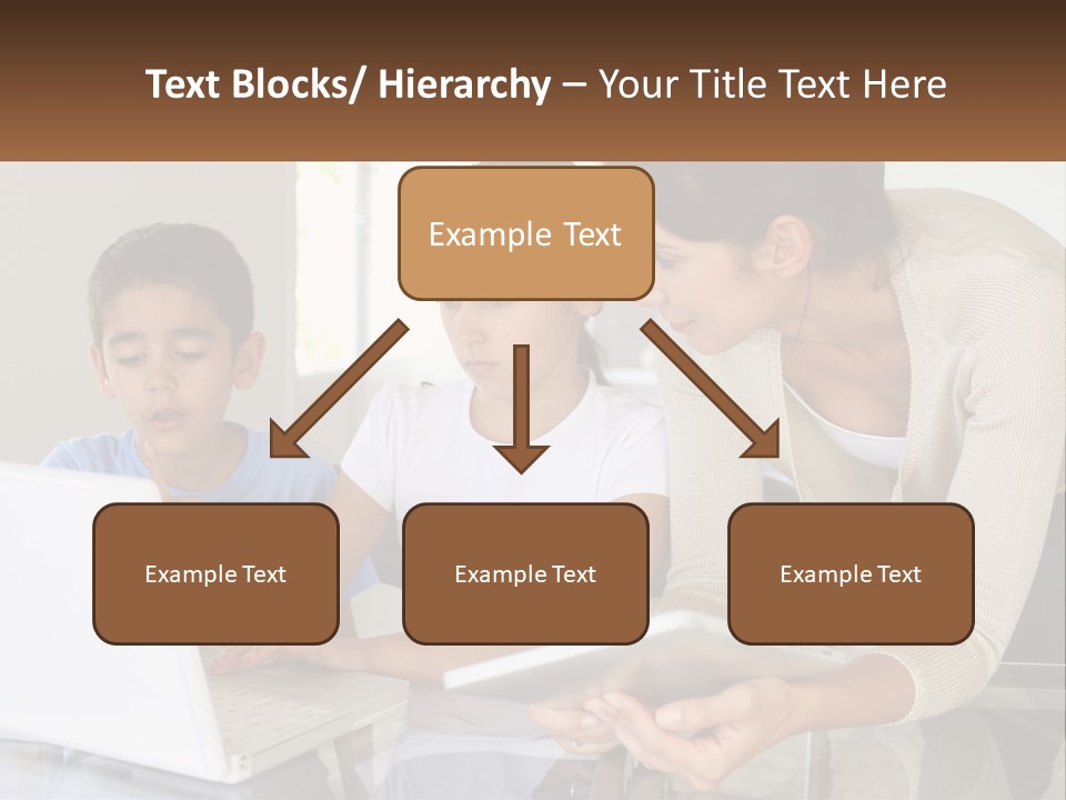 A Woman And Two Children Looking At A Laptop PowerPoint Template
