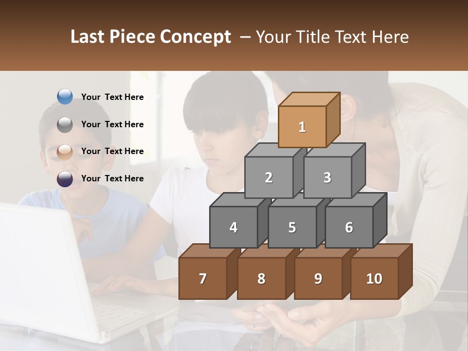 A Woman And Two Children Looking At A Laptop PowerPoint Template