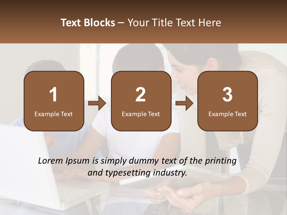 A Woman And Two Children Looking At A Laptop PowerPoint Template