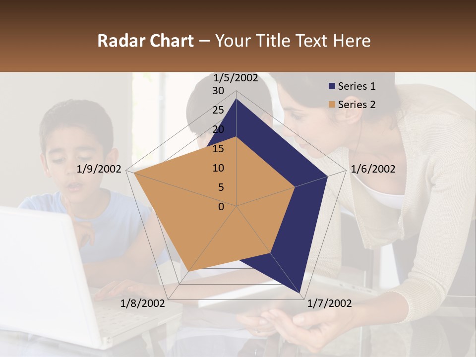 A Woman And Two Children Looking At A Laptop PowerPoint Template