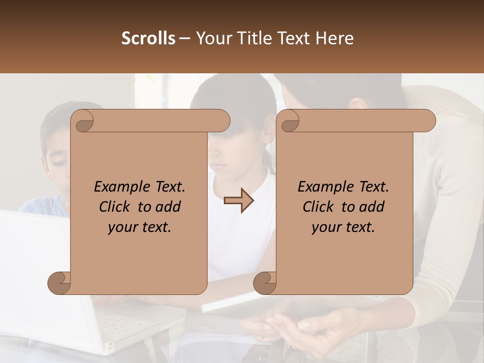 A Woman And Two Children Looking At A Laptop PowerPoint Template
