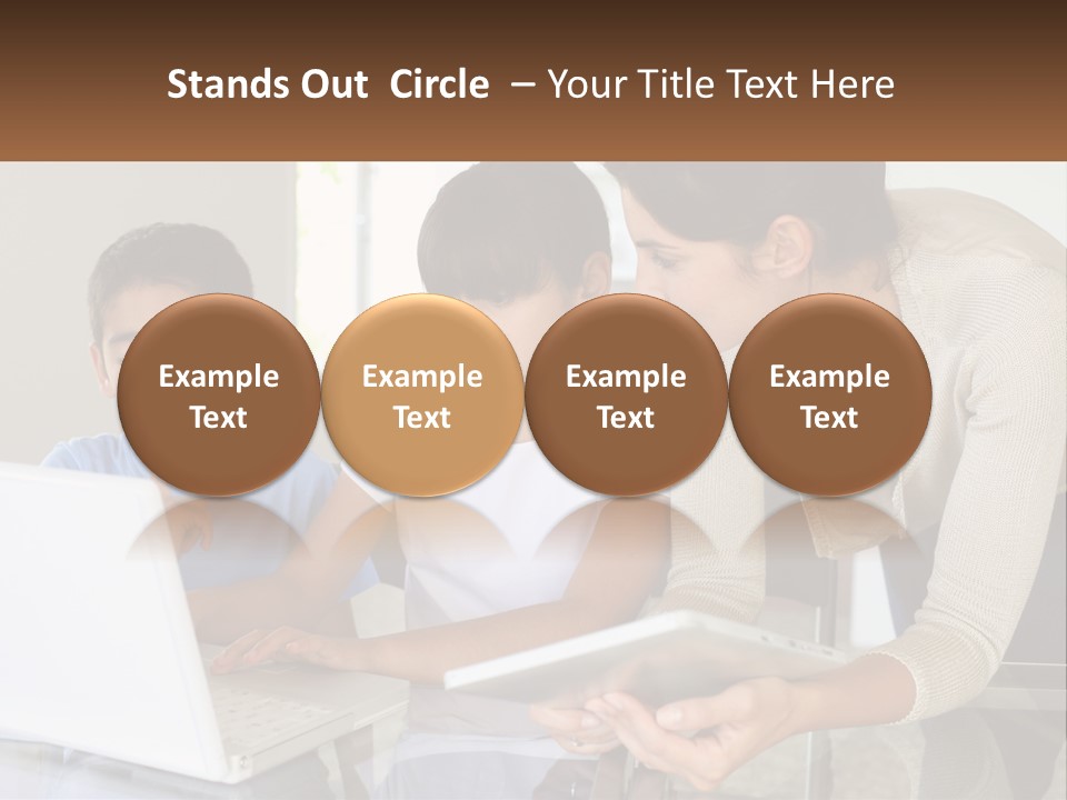 A Woman And Two Children Looking At A Laptop PowerPoint Template