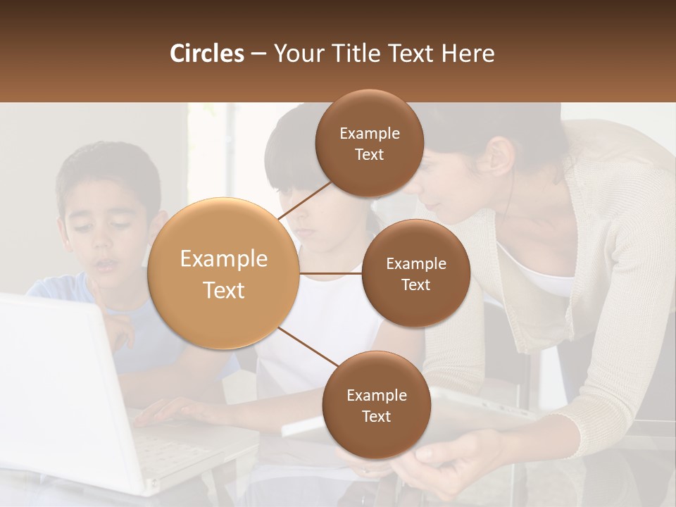 A Woman And Two Children Looking At A Laptop PowerPoint Template