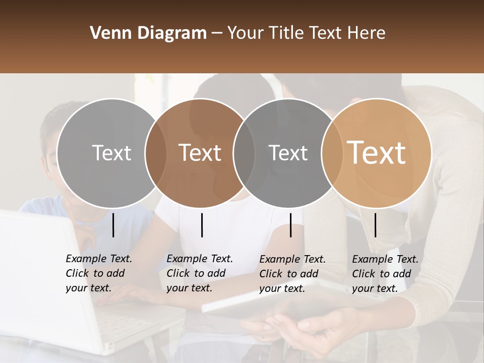 A Woman And Two Children Looking At A Laptop PowerPoint Template