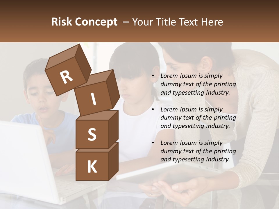 A Woman And Two Children Looking At A Laptop PowerPoint Template