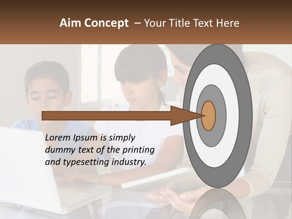 A Woman And Two Children Looking At A Laptop PowerPoint Template