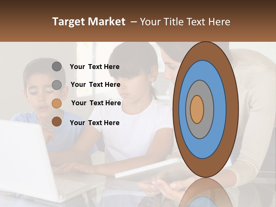 A Woman And Two Children Looking At A Laptop PowerPoint Template