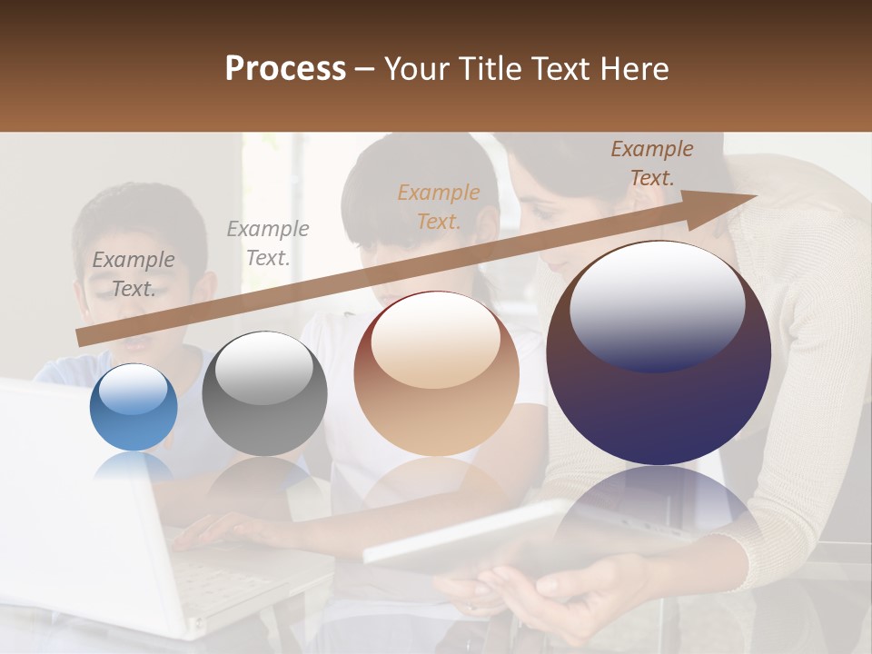 A Woman And Two Children Looking At A Laptop PowerPoint Template