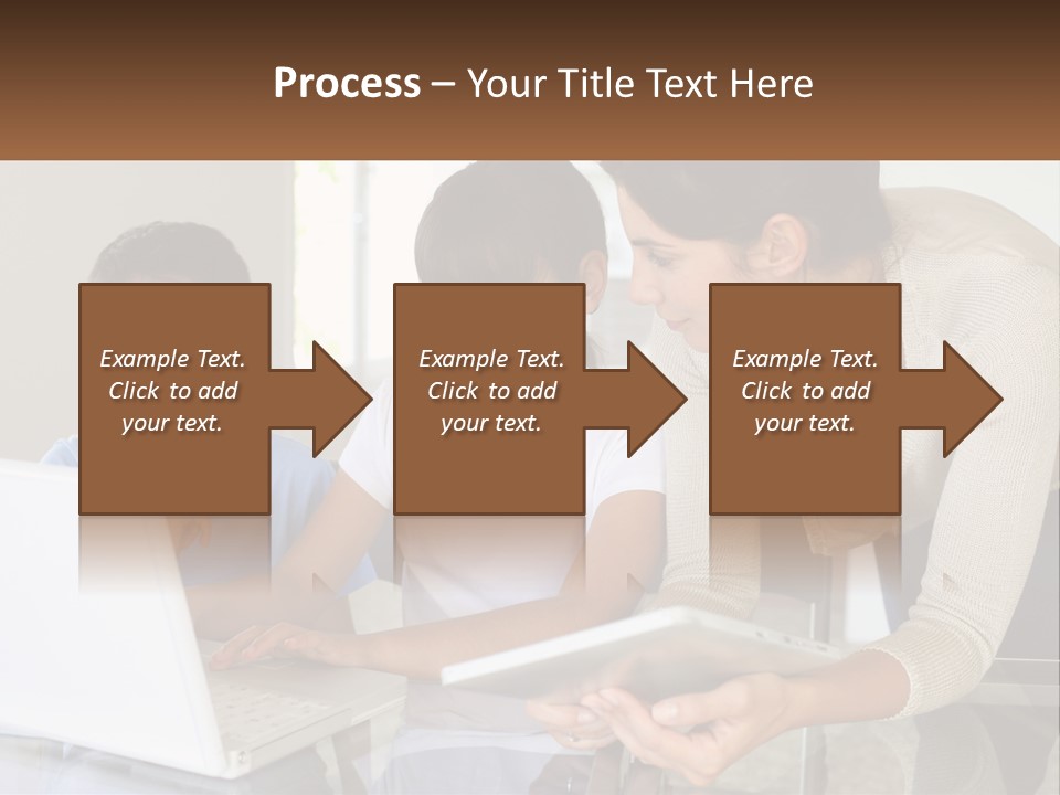 A Woman And Two Children Looking At A Laptop PowerPoint Template